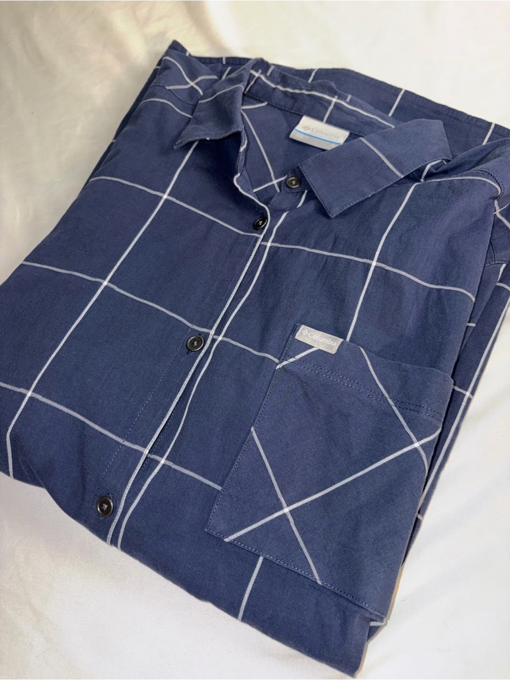 Columbia women Navy Windowpane Button-Up Shirt